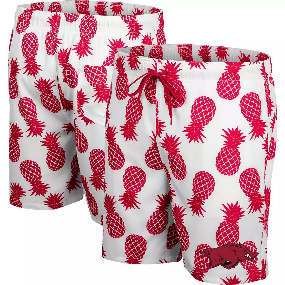Men's Colosseum White/Maroon Mississippi State Bulldogs Pineapple Swim Shorts, Size: Small, Mst White Product Image