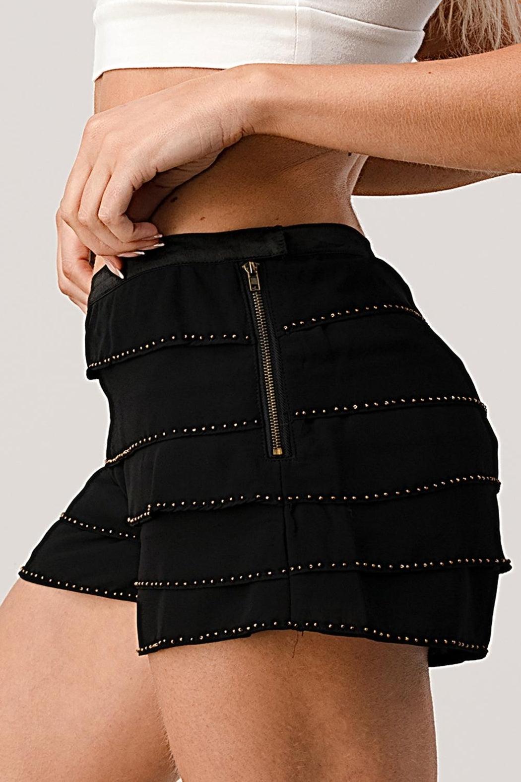 Beaded Scallop Layered Hem Shorts Crepe Georgette Product Image