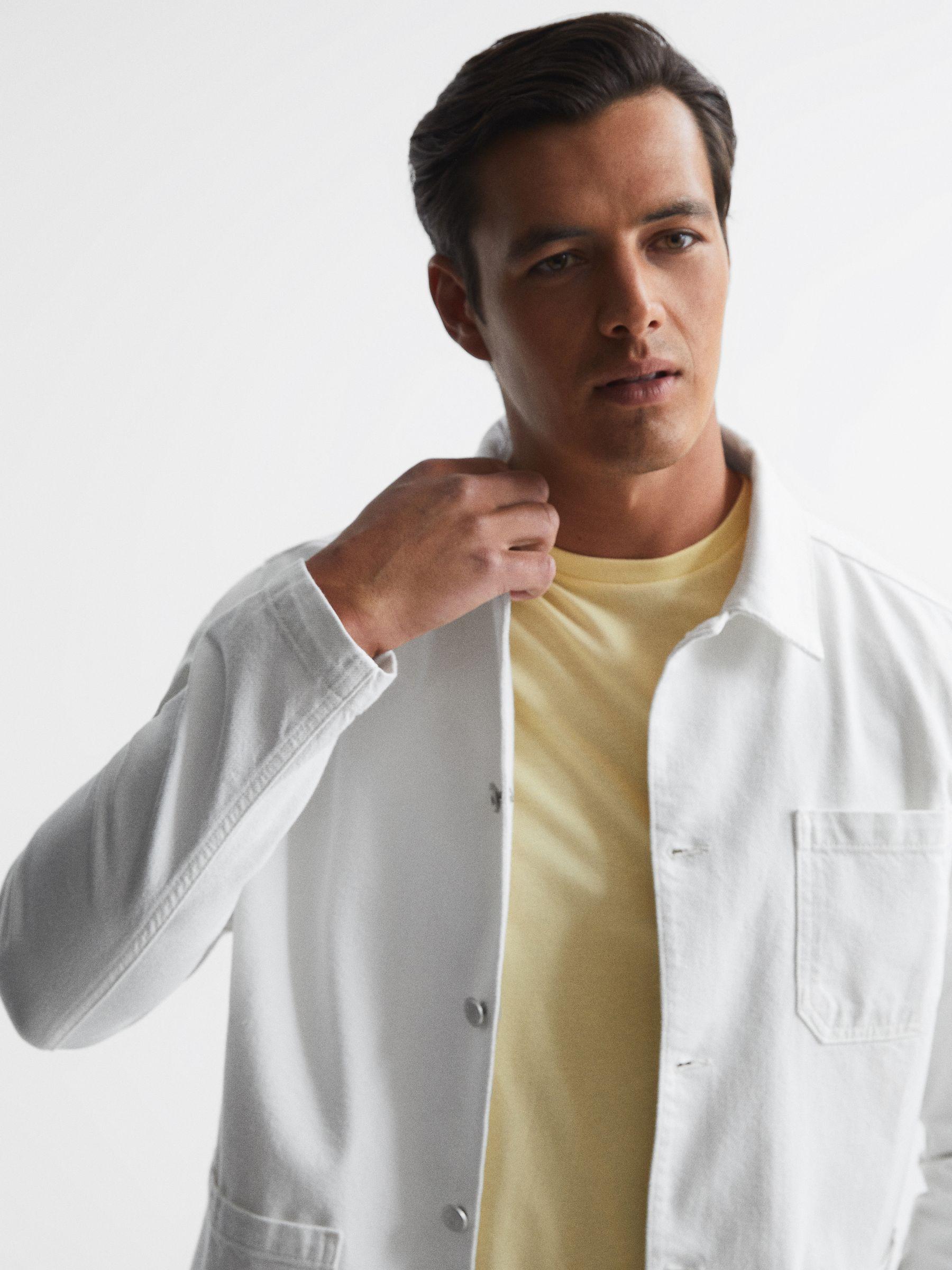 Cotton Twill Worker Jacket in White Product Image