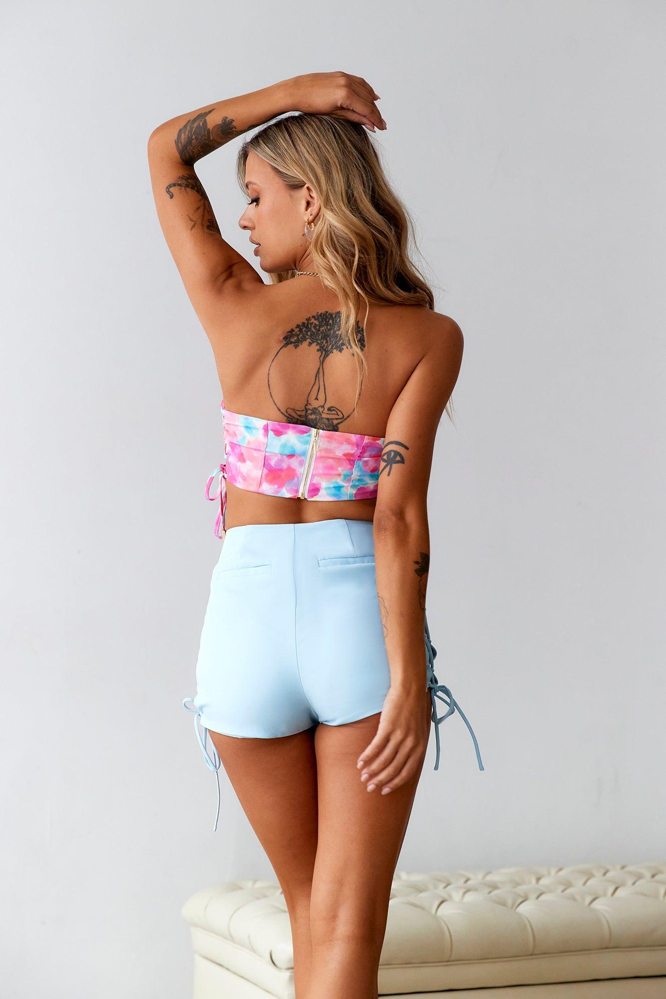 HELLO MOLLY Venice Beach Shorts Sky Product Image