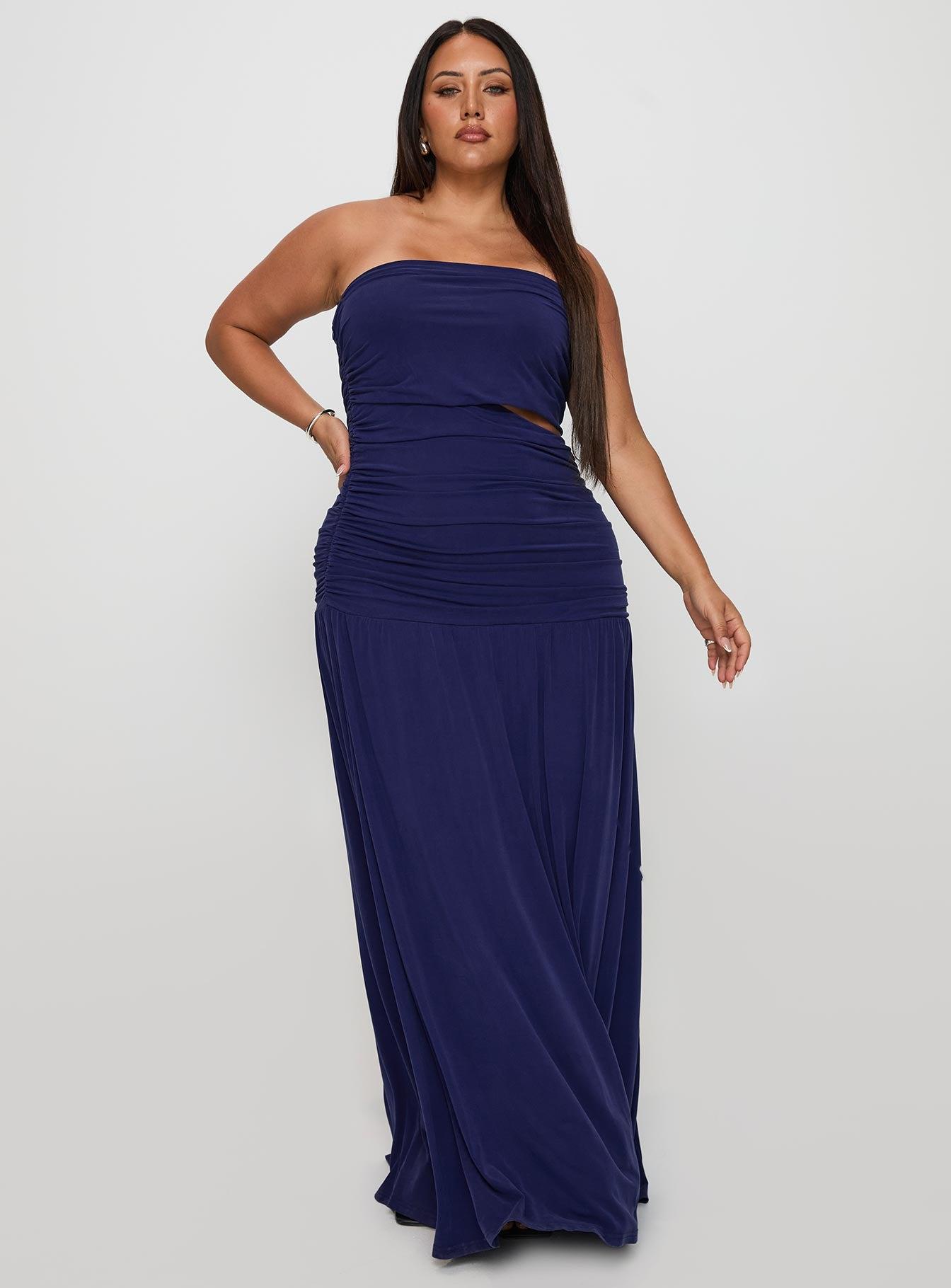 Grandeur Strapless Maxi Dress Navy Curve Product Image