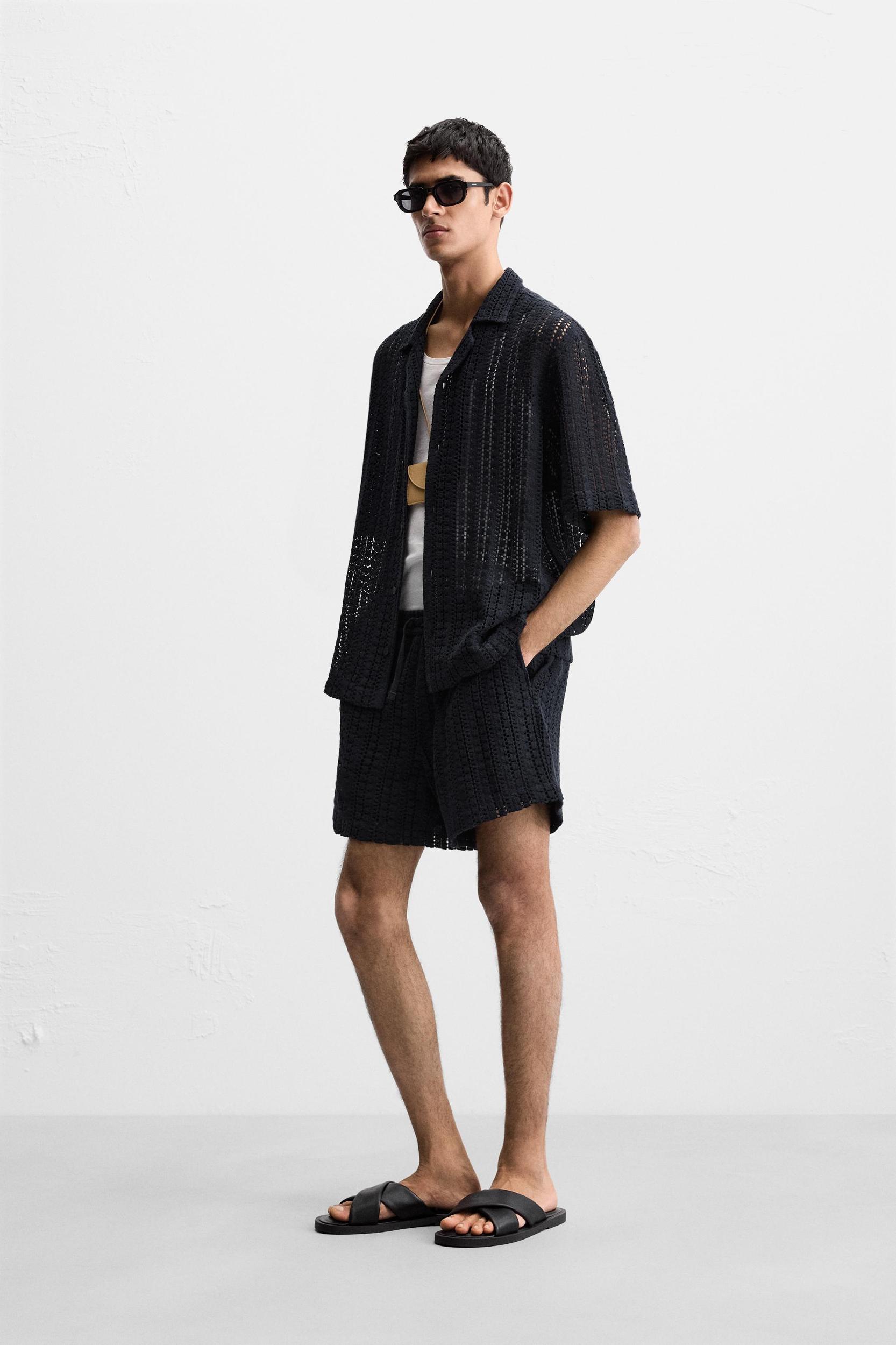 CROCHET TEXTURED SHORTS Product Image