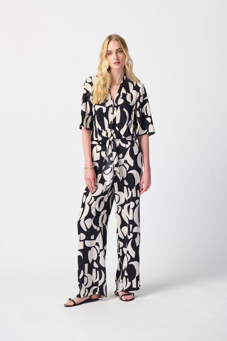 Abstract Print Woven Wide-Leg Pants Product Image