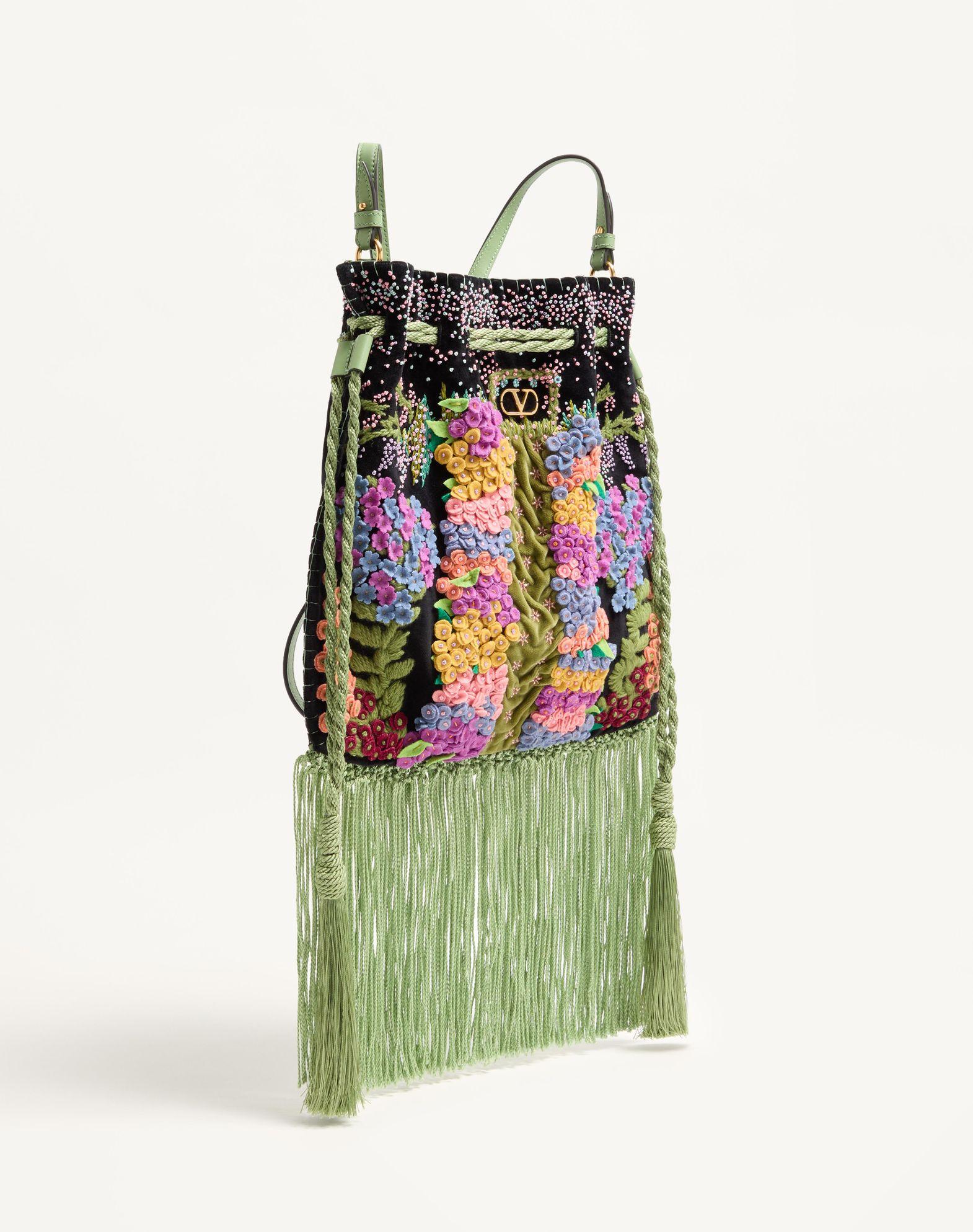 Valentino Garavani Nellcôte Alice Embroidered Bag With Fringes Product Image