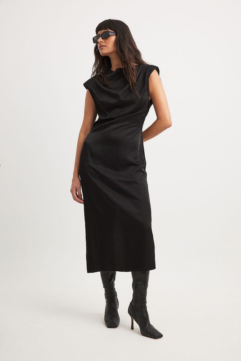 Funnel Neck Open Back Midi Dress Product Image