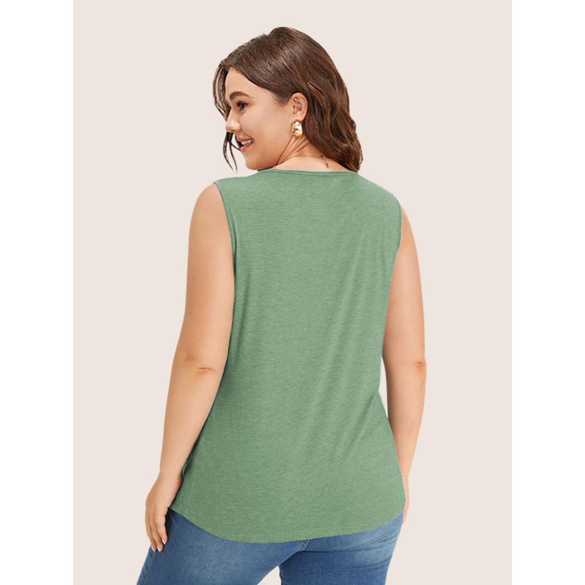 Plus Size Heather Plicated Detail Square Neck Tank Top Women Palemauve Leisure Non U-neck Casual Tank Tops Camis BloomChic 26/4X Product Image