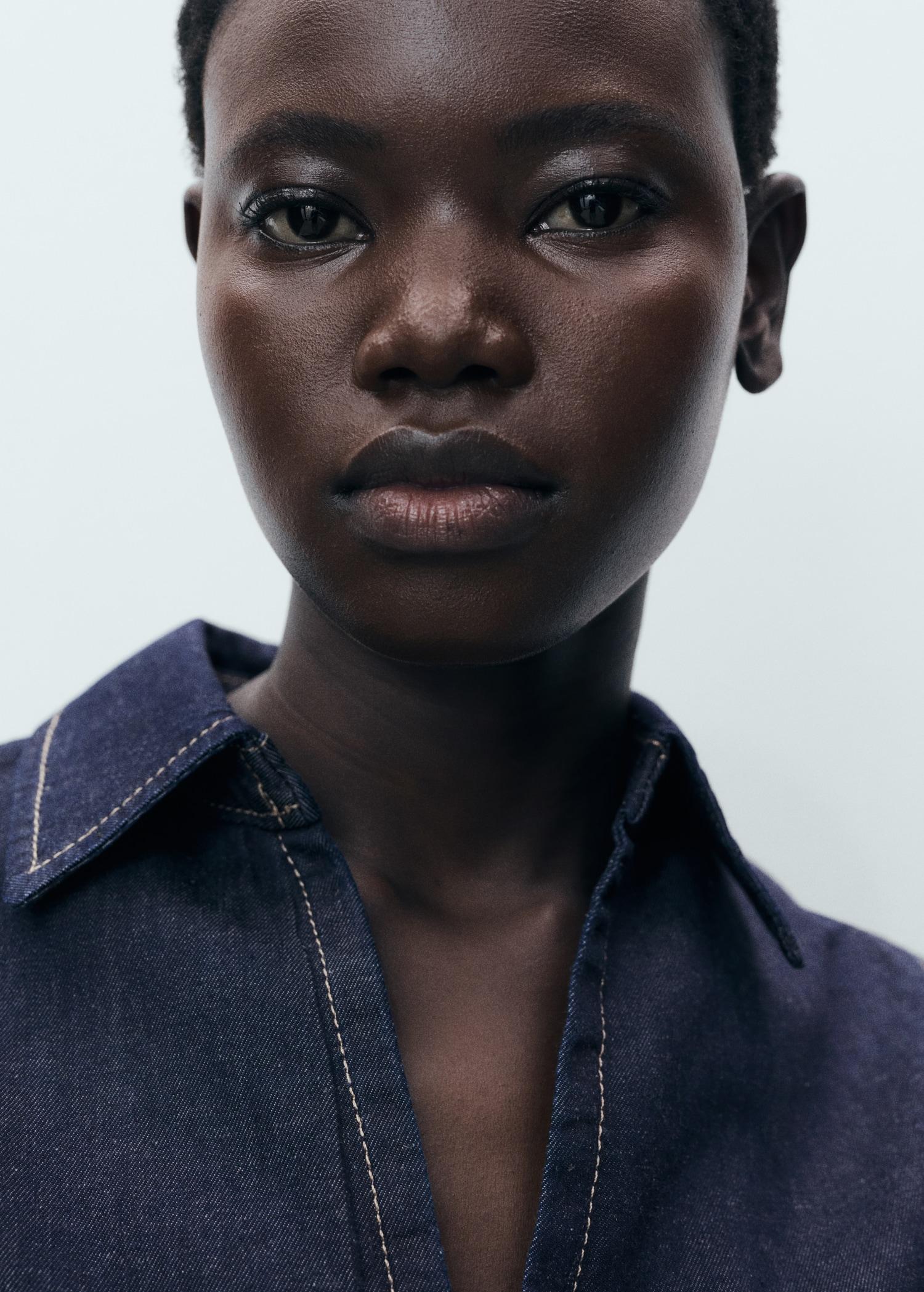 Fitted denim top - Women | MANGO USA Product Image