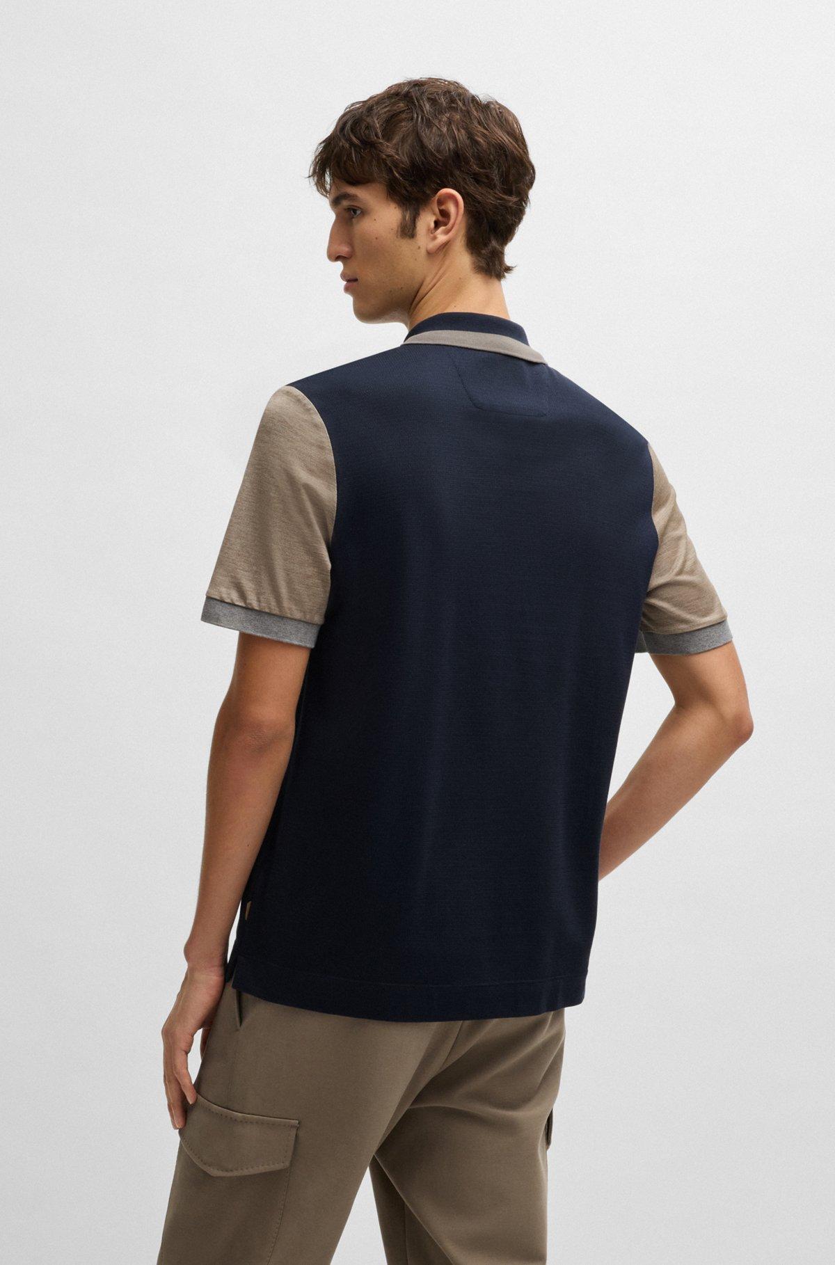 Cotton-silk polo shirt with contrast details Product Image