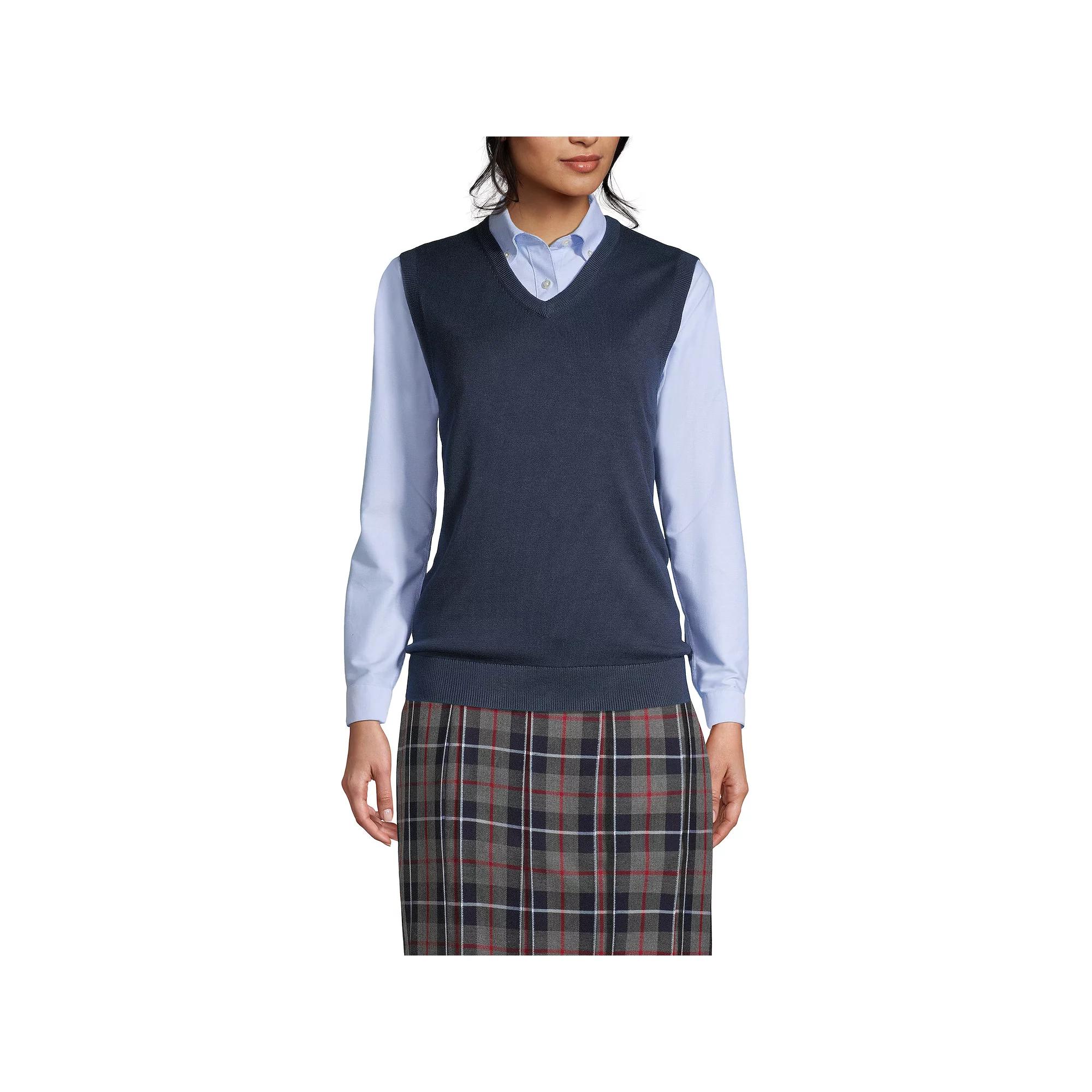 Women's Lands' End Cotton Modal Fine Gauge Sweater Vest, Size: Small, Classic Blue Product Image