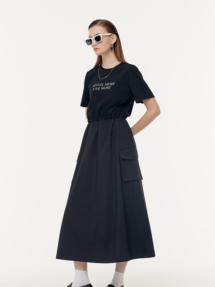 Cotton Patchwork Gathered Waist Women Maxi Dress Product Image