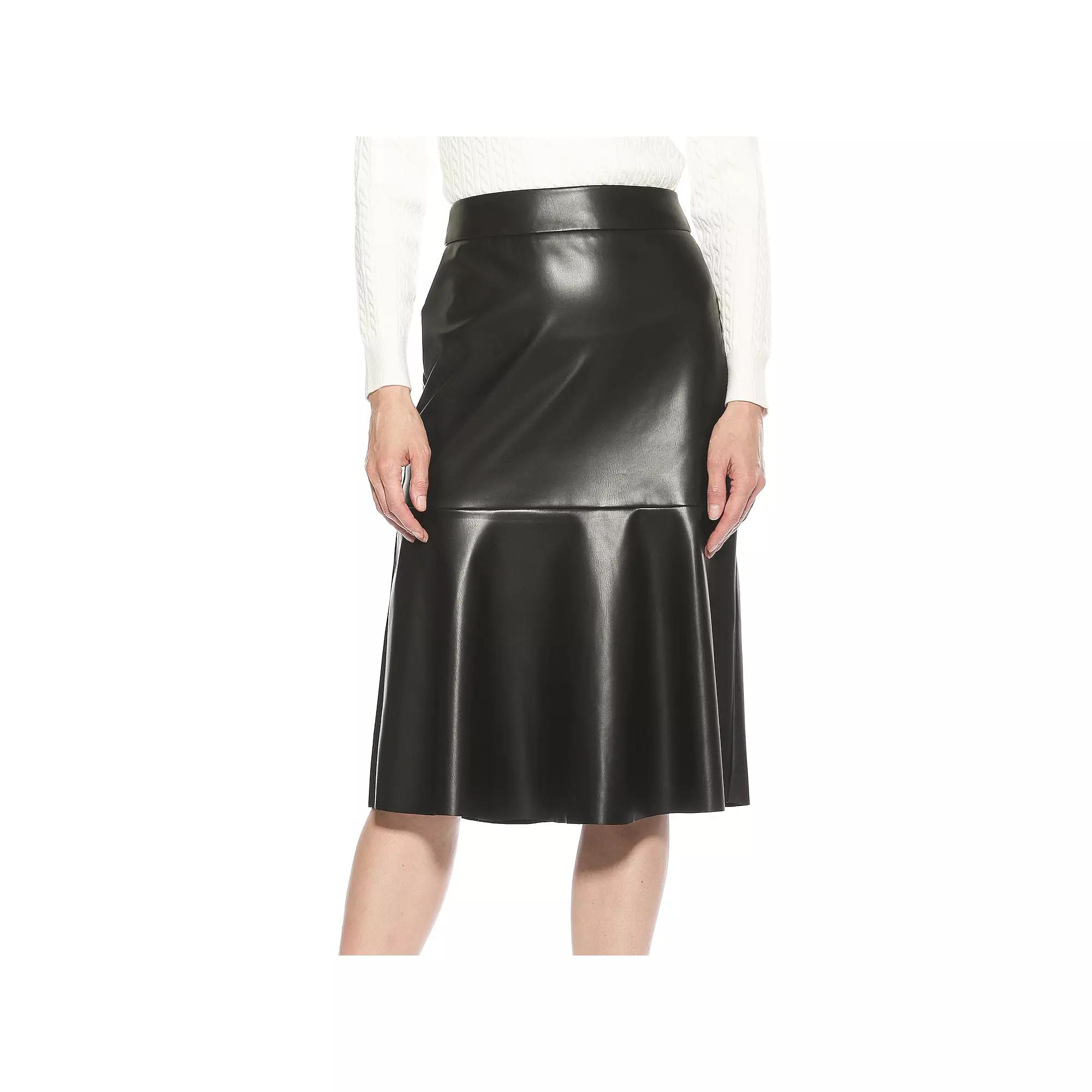 Women's ALEXIA ADMOR Ezra Midi Faux Leather Flared Skirt,  Product Image