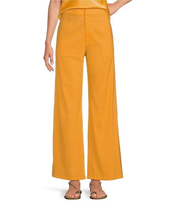 Gianni Bini Lucie Flat Front Straight Leg Linen Pants Product Image