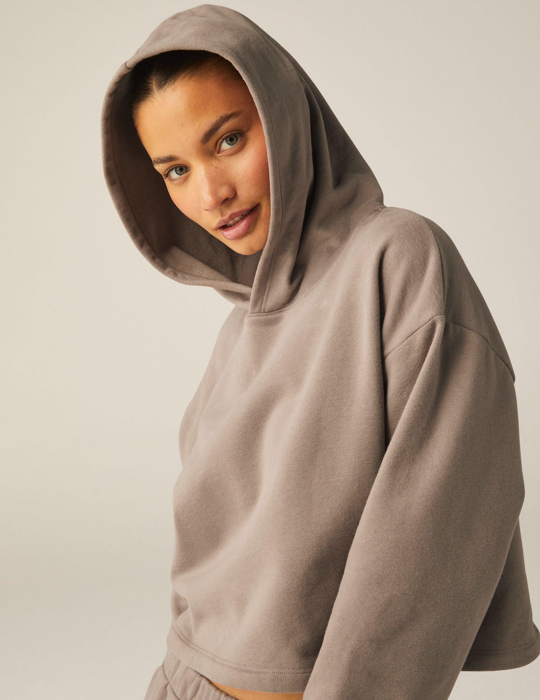 LuxeFleece Happiness Cropped Hoodie Product Image