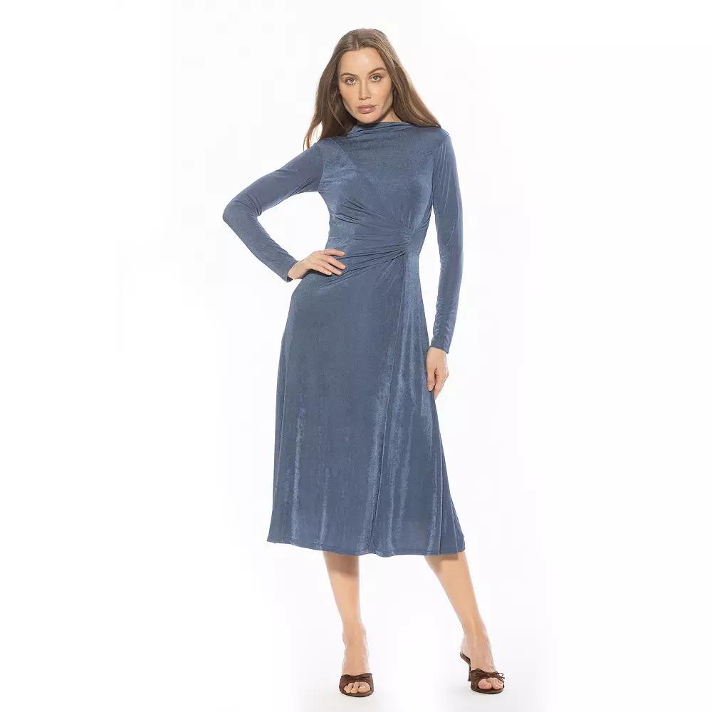 Women's ALEXIA ADMOR Marla Draped Long Sleeve Maxi Dress,  Product Image