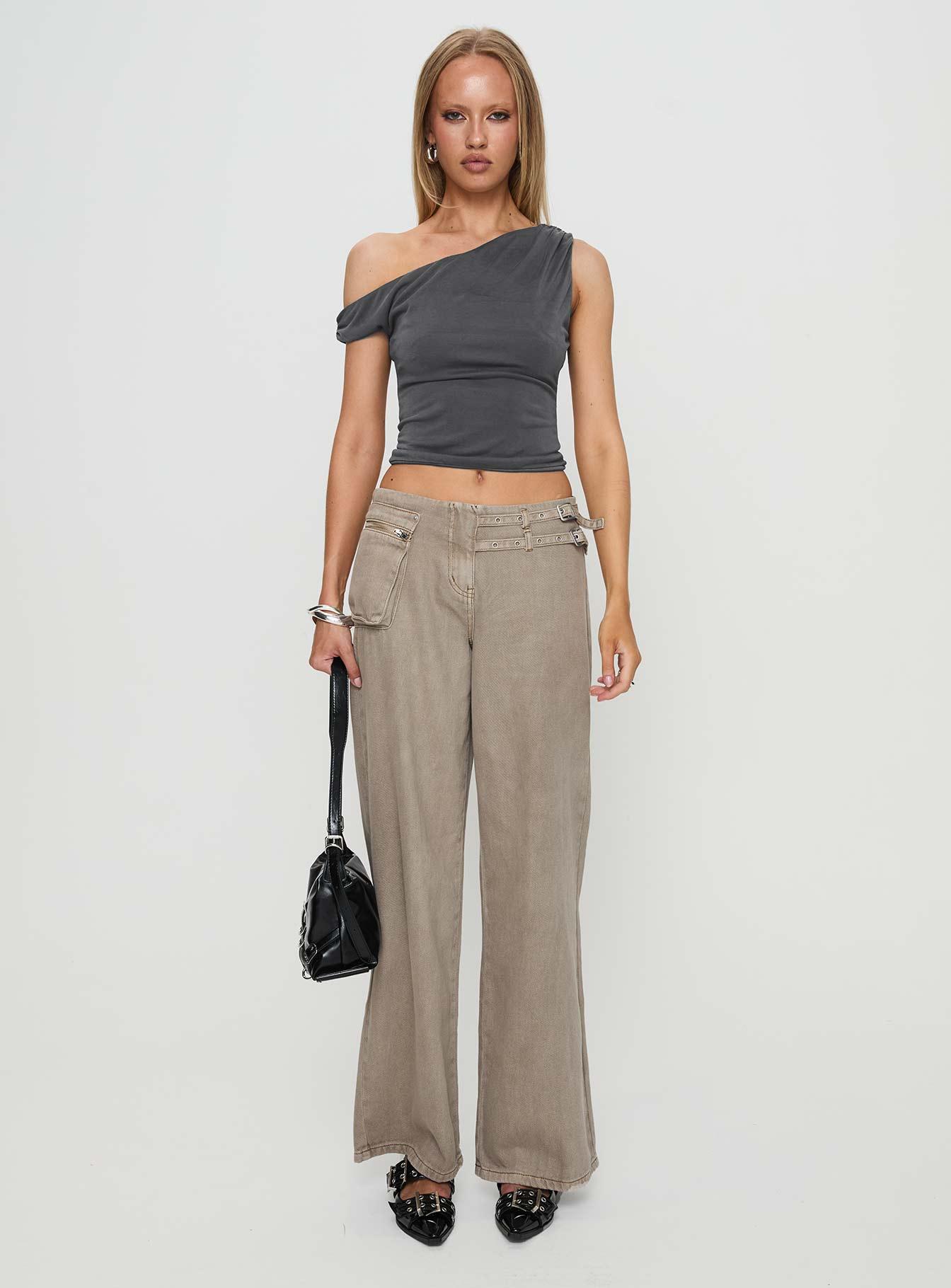 Danette One Shoulder Top Slate Product Image