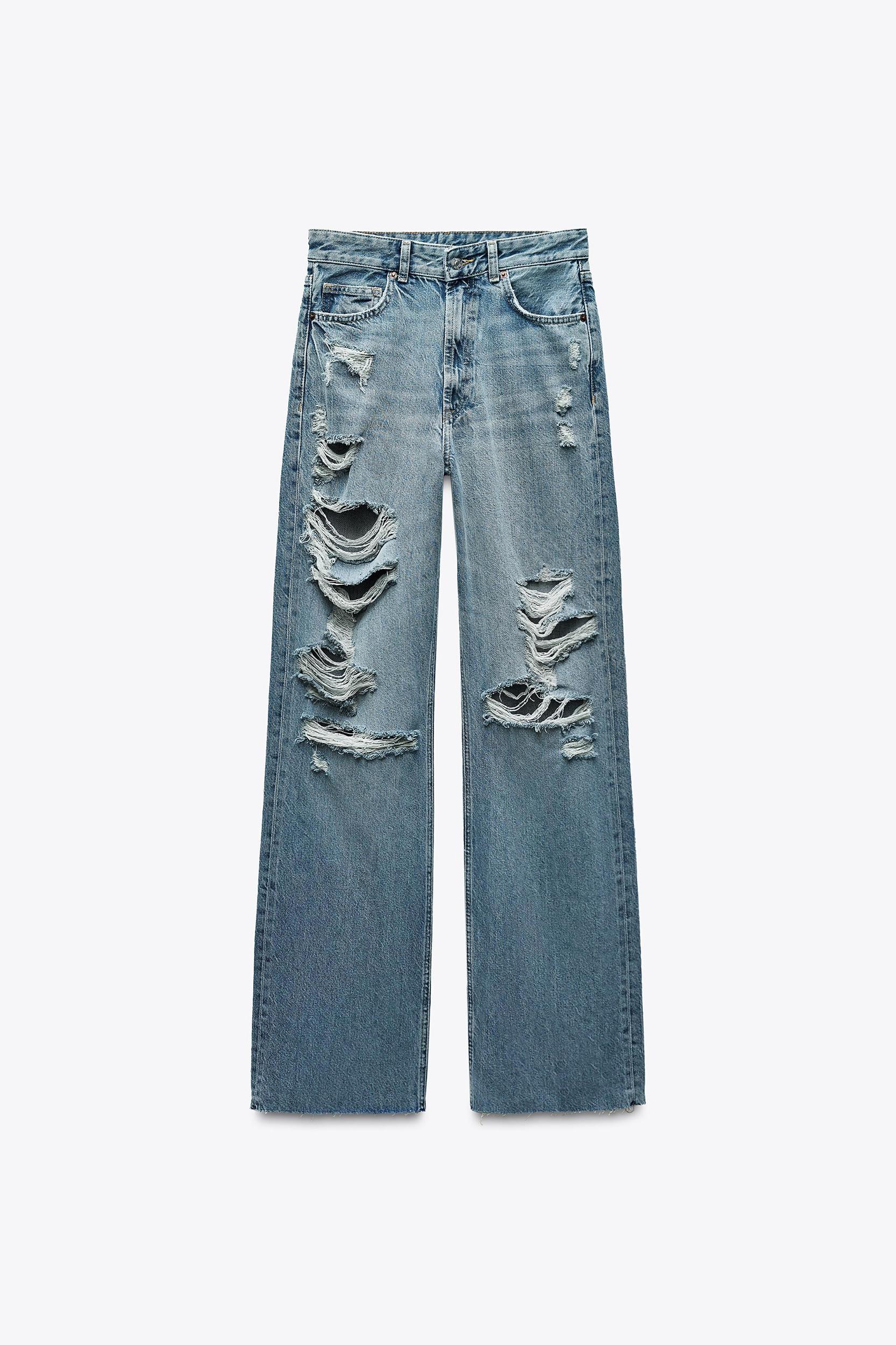 TRF HIGH RISE WIDE LEG RIPPED JEANS Product Image