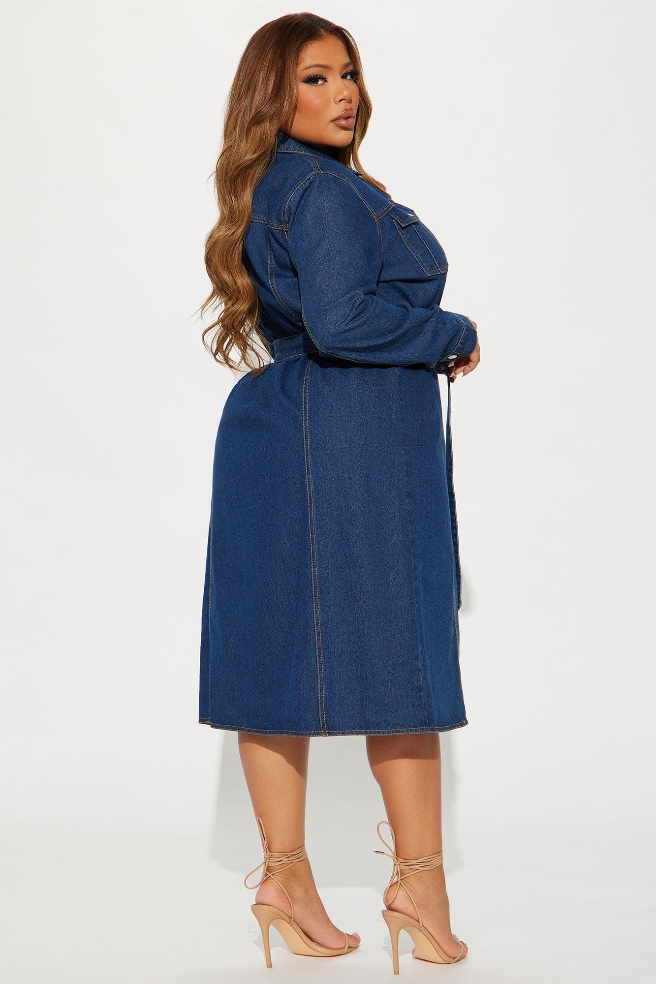 Denim Delight Midi Shirt Dress - Dark Denim Product Image