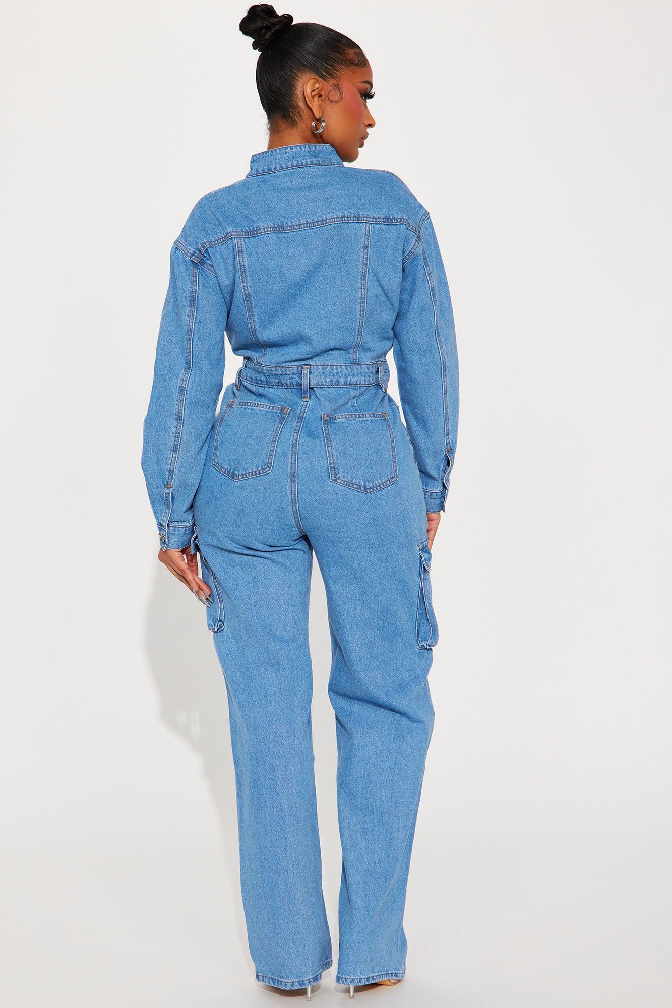 Step Back Denim Jumpsuit  - Light Wash Product Image