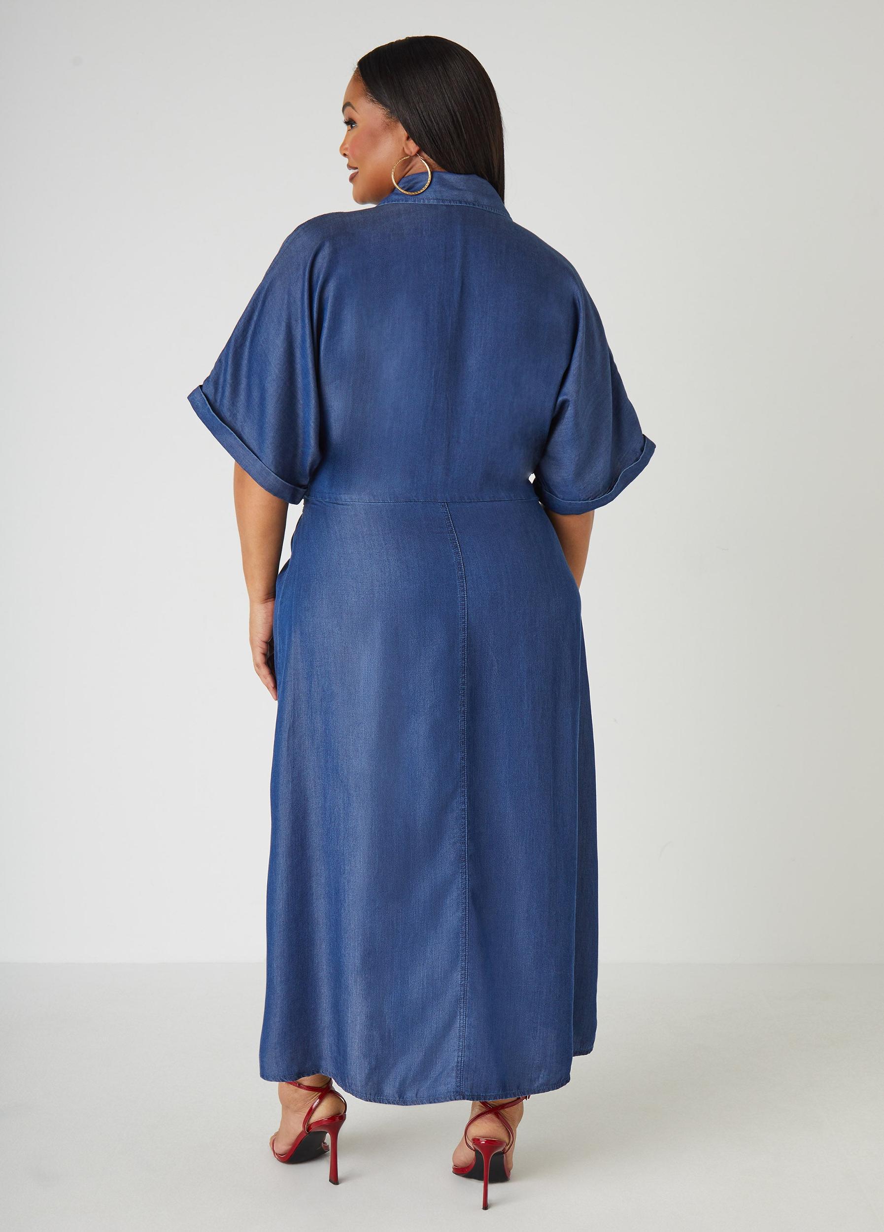 Two Tone Chambray Midaxi Dress Product Image