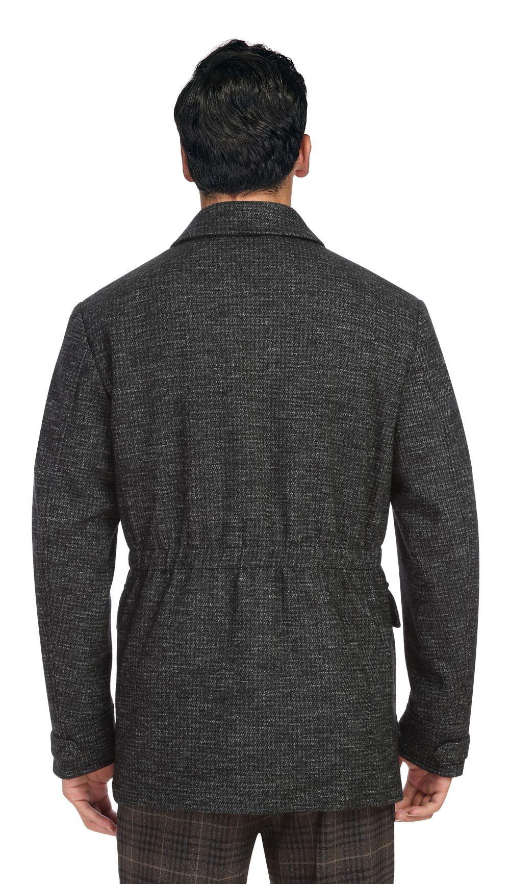 Charcoal Slim Fit Wool Blend Short Coat Product Image