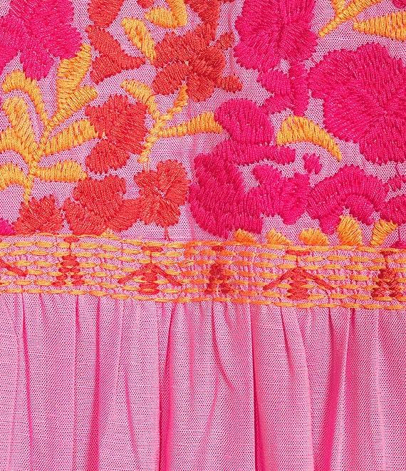 J.Marie Carlie Split V-Neck 3/4 Sleeve Embroidered Caftan Midi Dress Product Image