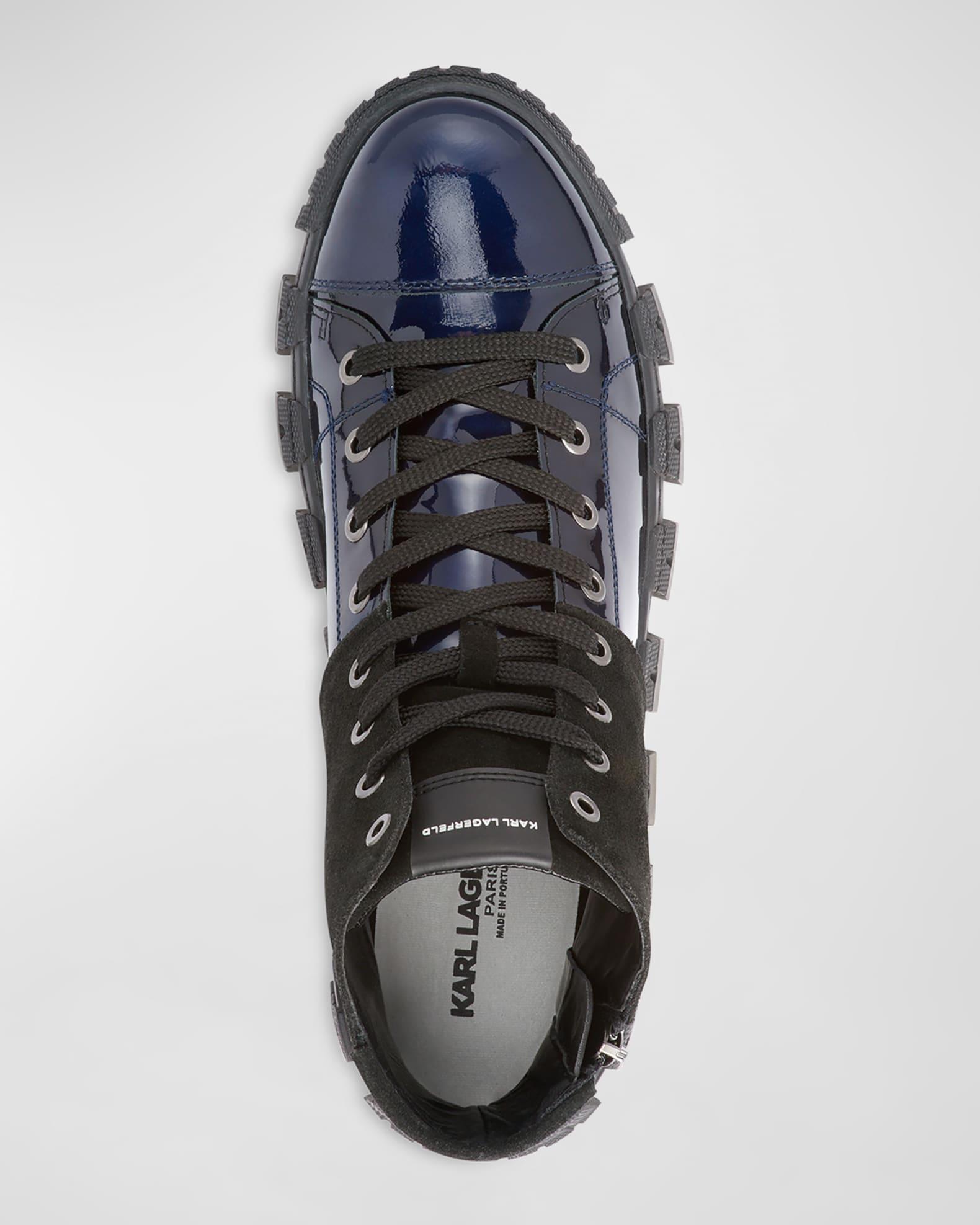 Men's Patent and Suede Zip High-Top Sneakers Product Image