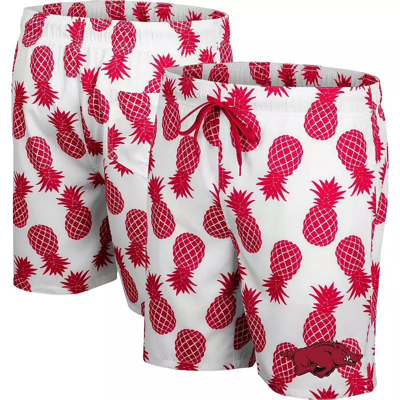 Men's Colosseum White/Maroon Mississippi State Bulldogs Pineapple Swim Shorts, Size: Small, Mst White Product Image