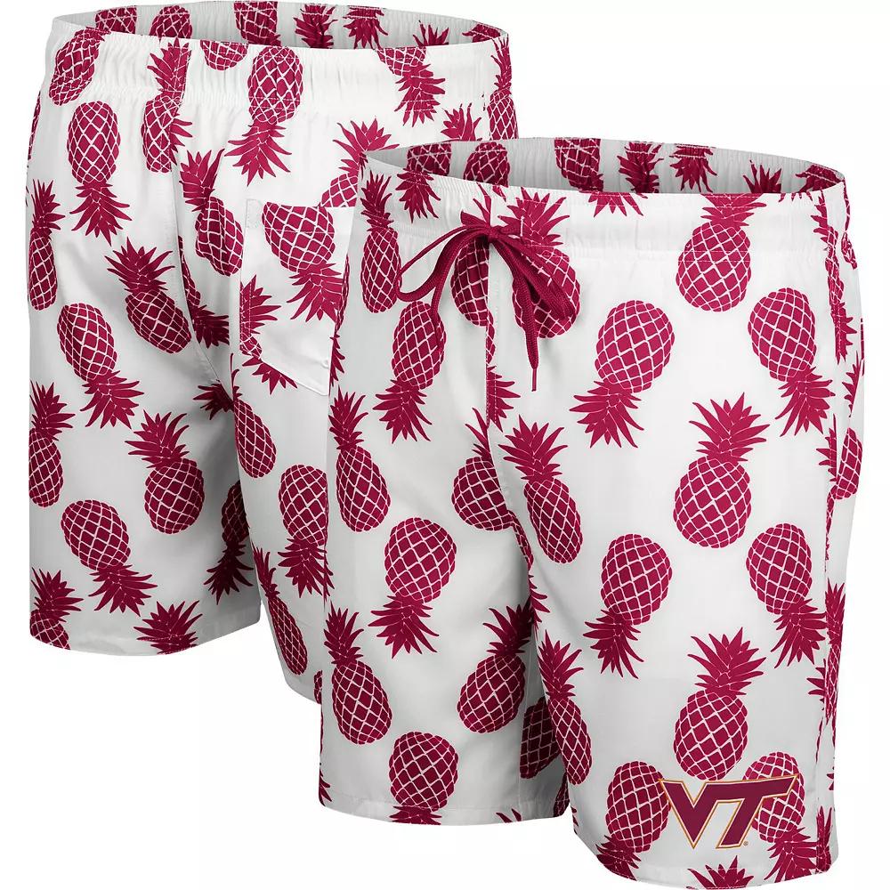 Men's Colosseum White/Maroon Mississippi State Bulldogs Pineapple Swim Shorts, Size: Small, Mst White Product Image