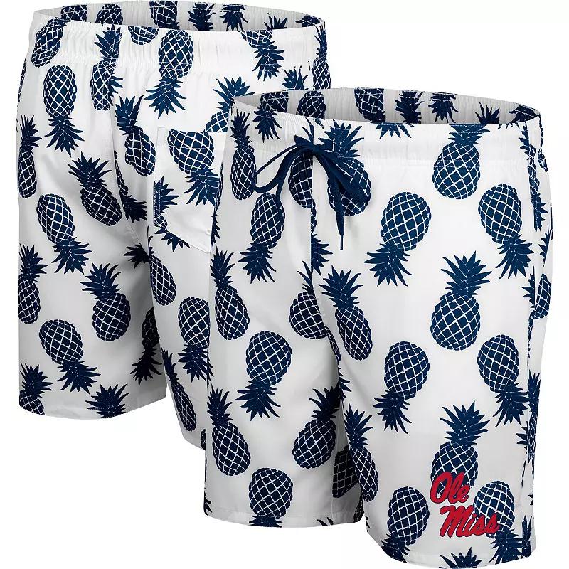 Men's Colosseum White/Maroon Mississippi State Bulldogs Pineapple Swim Shorts, Size: Small, Mst White Product Image