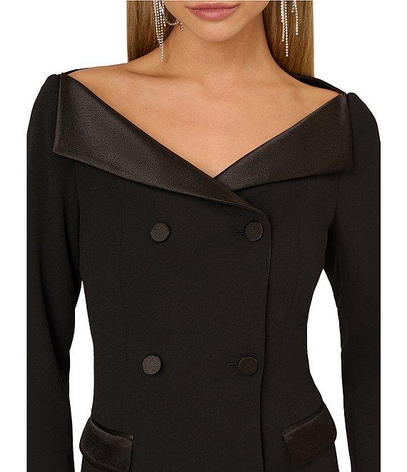 Adrianna by Adrianna Papell Crepe Wide V-Neck Long Sleeve Blazer Mini Dress Product Image