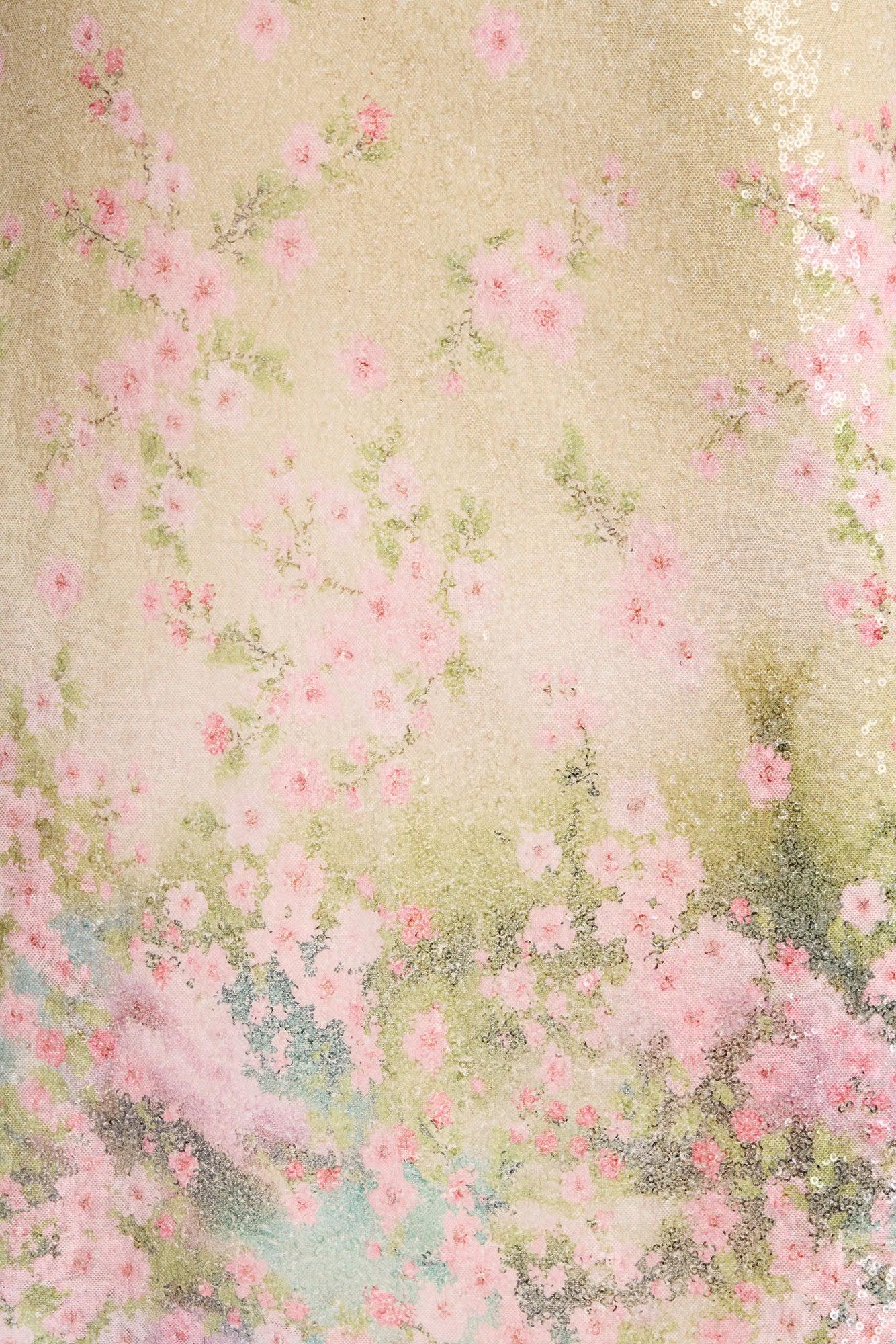 Delia Floral Sequin Gown - Nude/combo Female Product Image