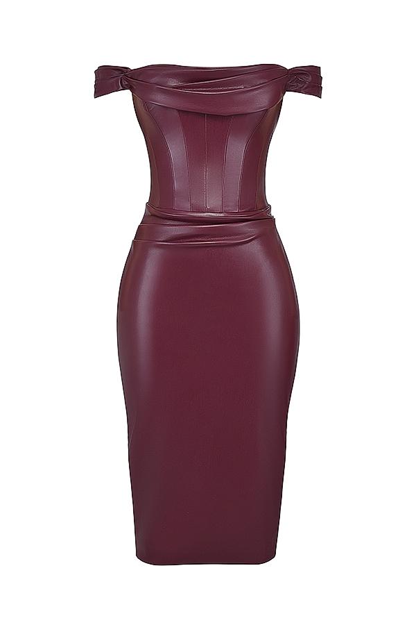 Raven  mulberry vegan leather corset dress - sale Product Image