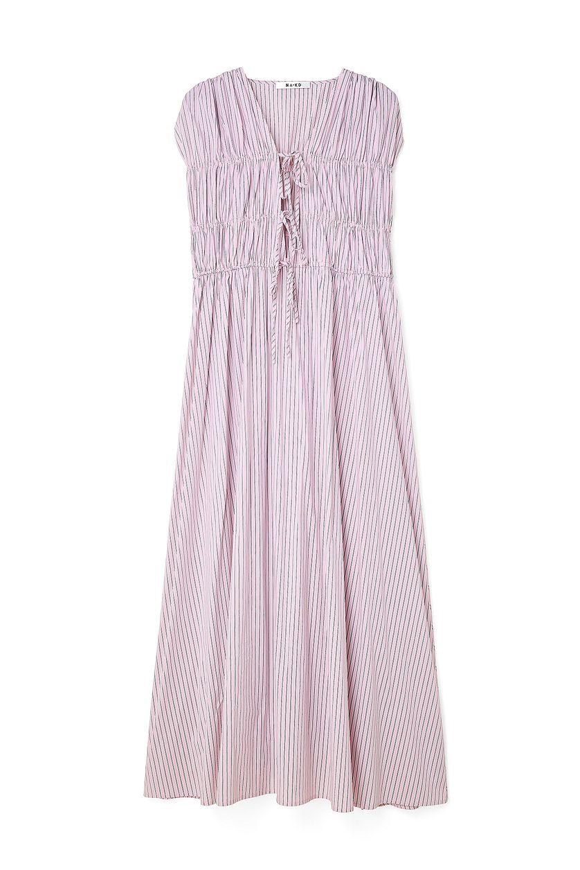 Striped Tie Chest Detail Maxi Dress Product Image