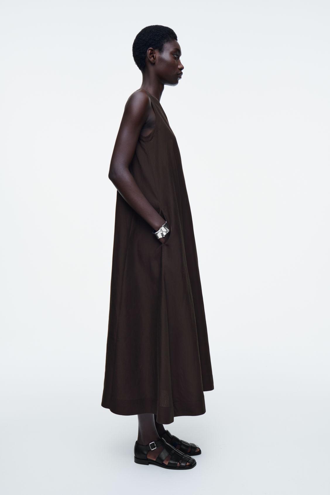 A-LINE LINEN-BLEND MAXI DRESS Product Image