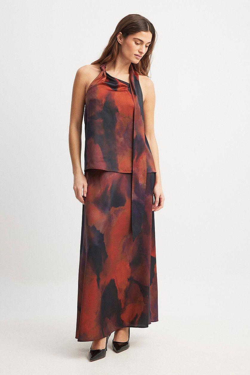 Scarf Detail Printed Top Product Image