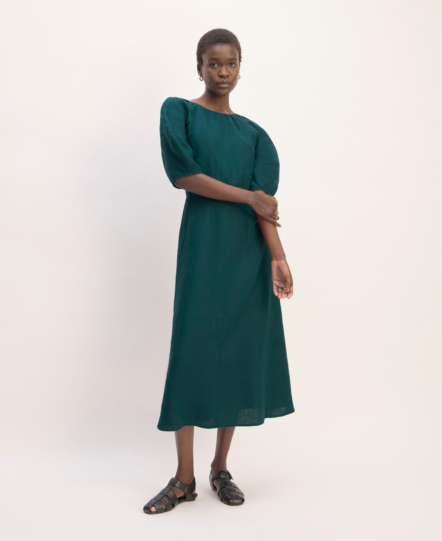 Womens Linen Short-Sleeve Scoop Midi Dress by Everlane Product Image