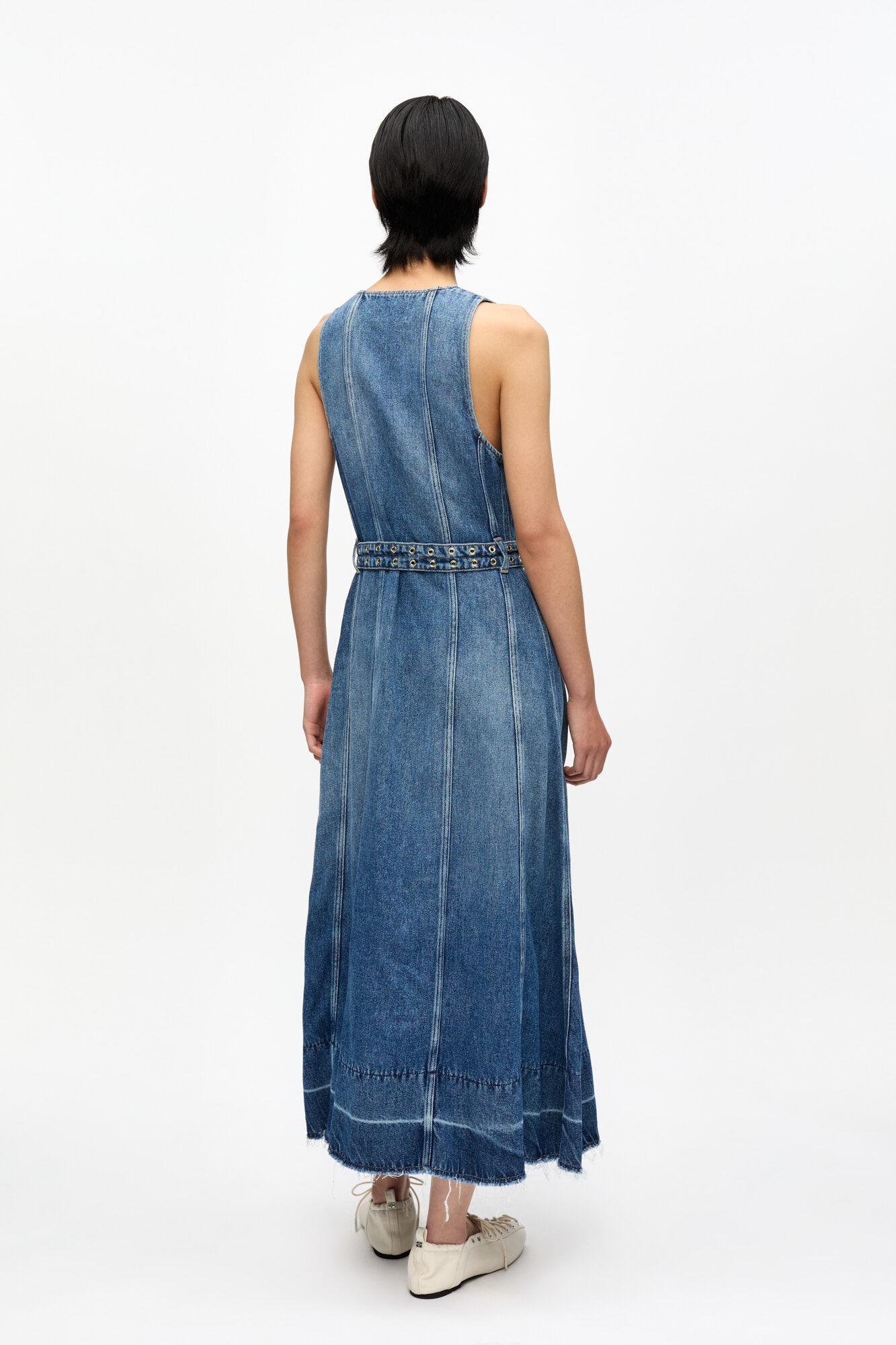 Blue Belted Midi Dress Product Image