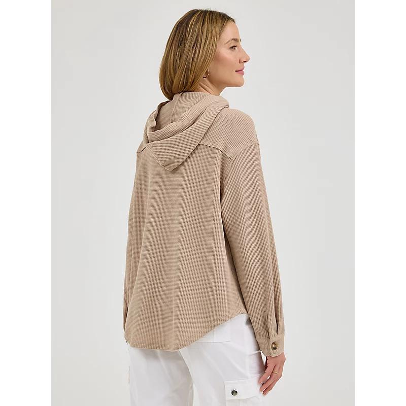 Womens Waffle Texture Hooded Sweatshirt Product Image