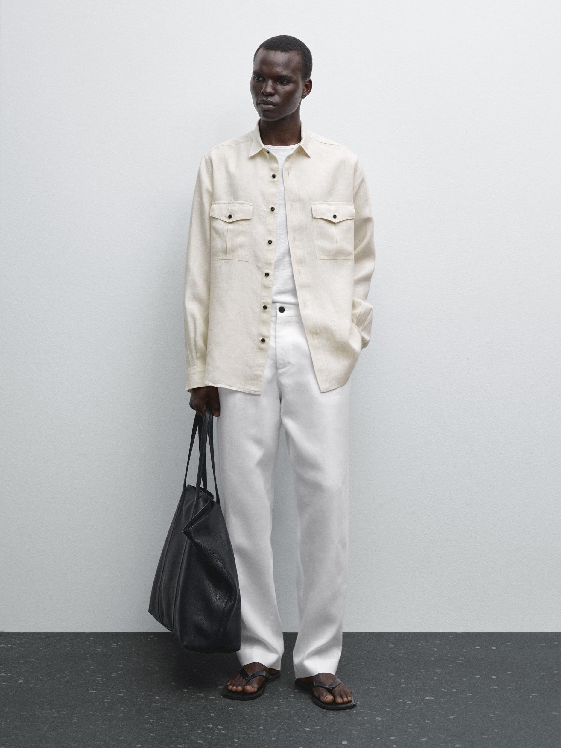 100% linen regular fit shirt Product Image