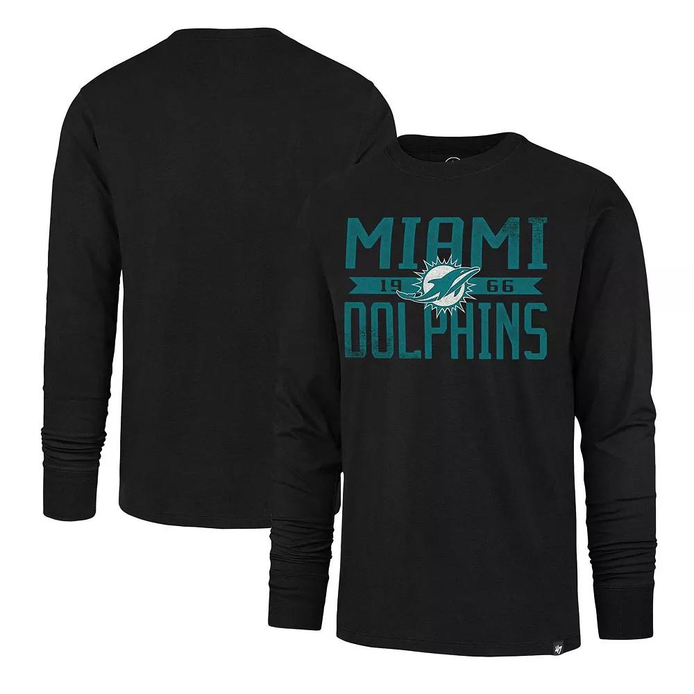 Men's '47 Black Miami Dolphins Wide Out Franklin Long Sleeve T-Shirt, Size: Large Product Image