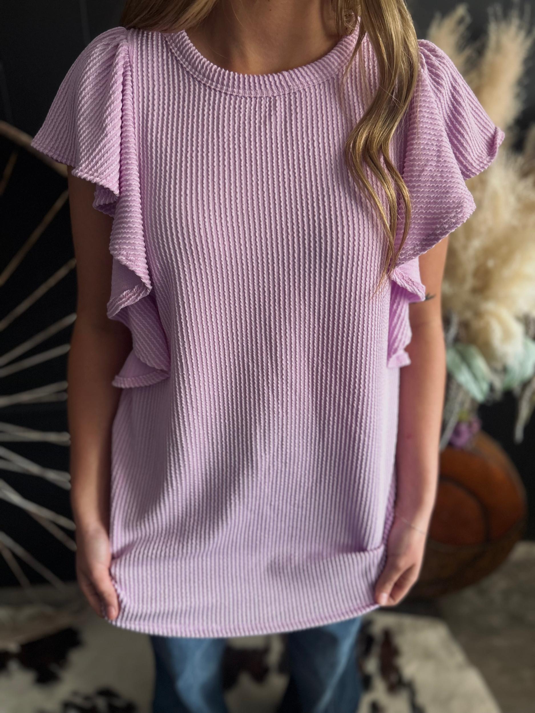 Ruffled Sleeve Solid Top-6 Colors* Product Image