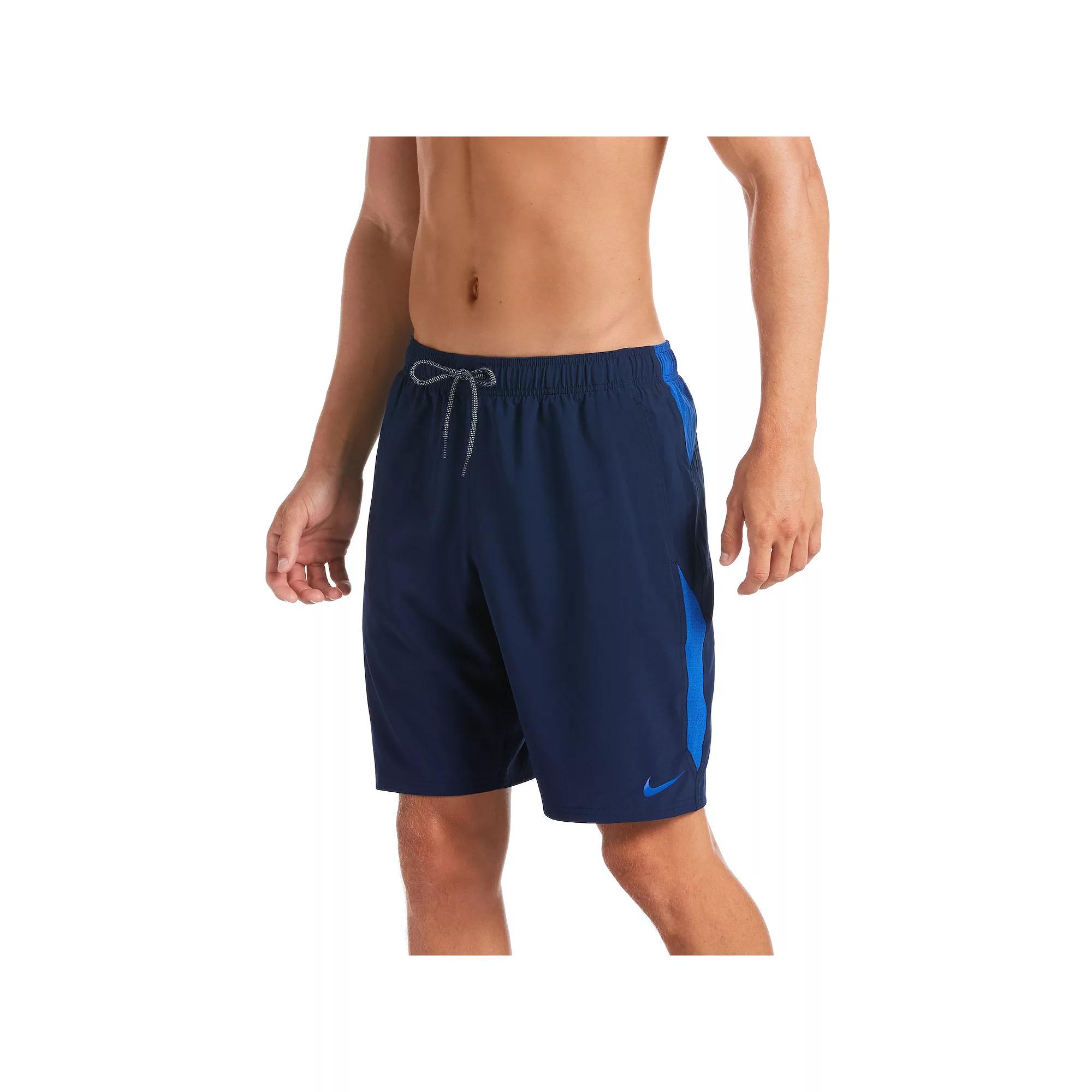 Mens Nike 9 Core Contend Swim Trunks Black Navy Product Image
