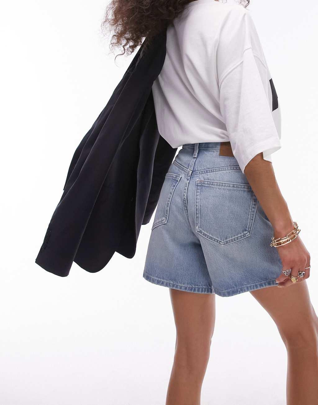 Topshop denim editor short in bleach Product Image