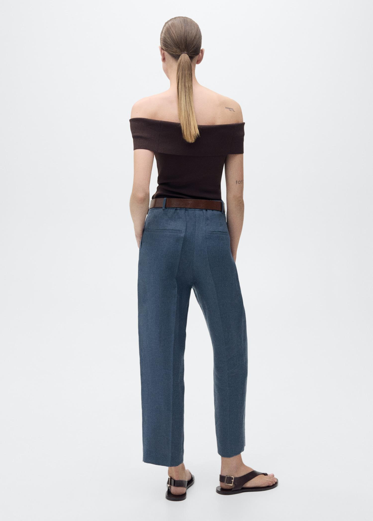 Pleated linen pants - Women | MANGO USA Product Image