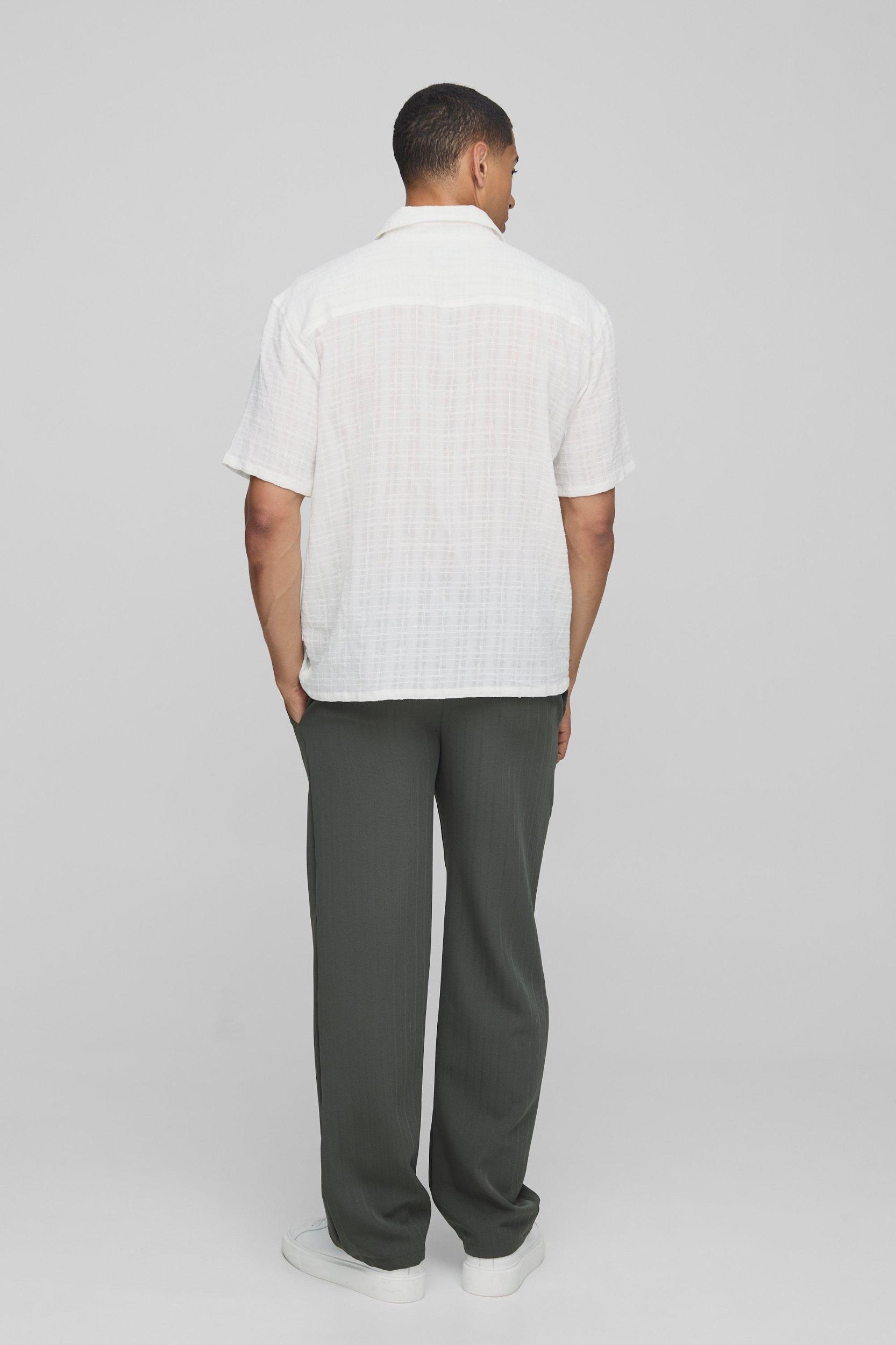 Elasticated Waist Relaxed Fit Textured Smart Trousers | boohooMAN USA Product Image