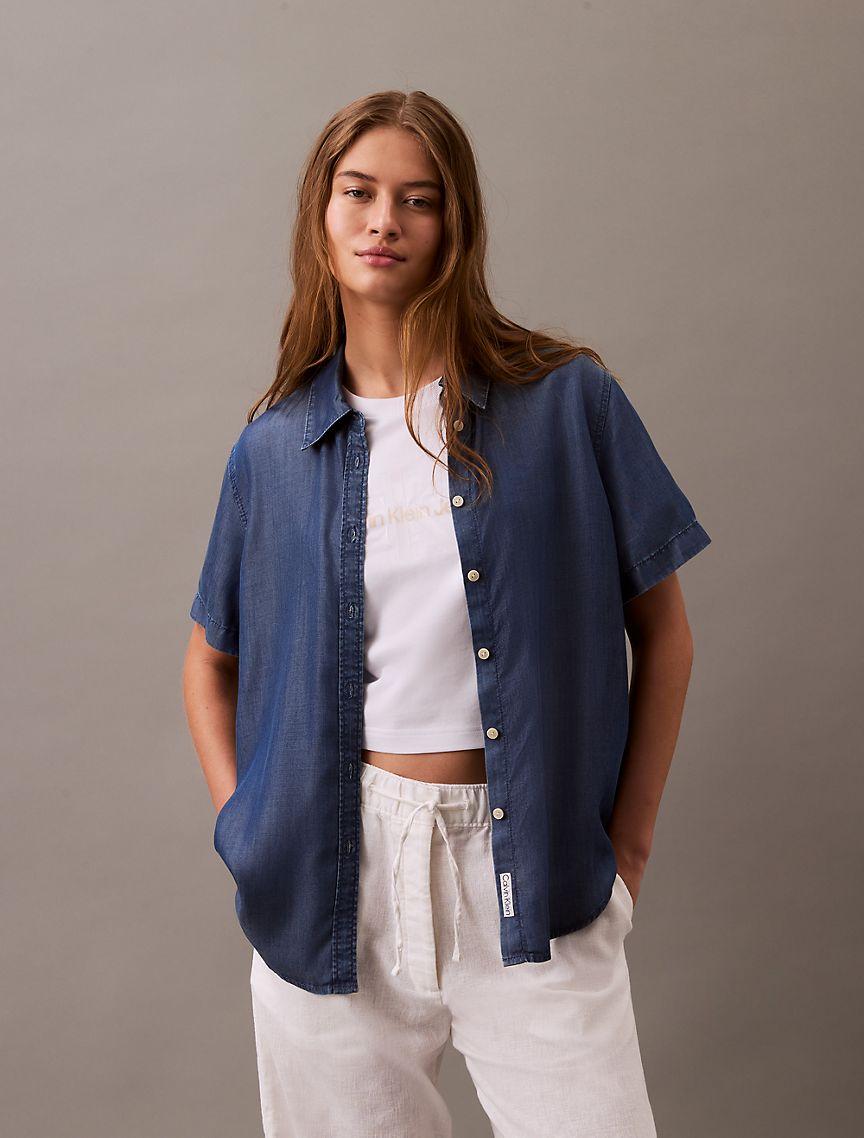 Lyocell Button-Down Short Sleeve Shirt Product Image