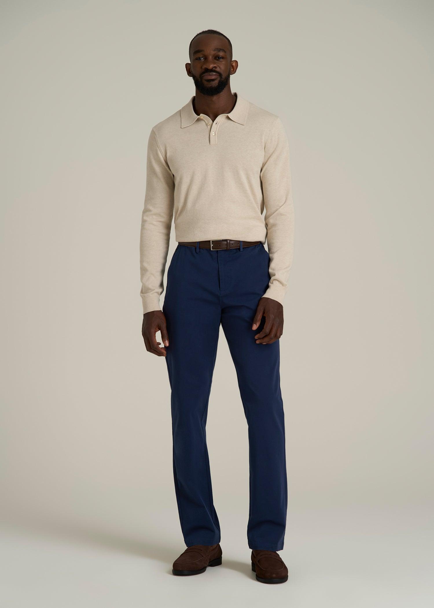 4 Way Stretch Commuter STRAIGHT Leg Chino Pants for Tall Men in Summer Blue Male Product Image