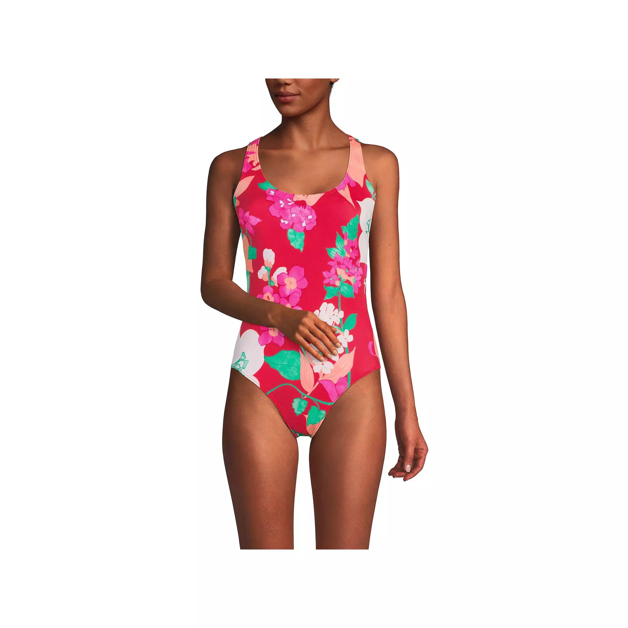 Women's Lands' End Chlorine Resistant Scoop Neck Sporty One-Piece Swimsuit,  Product Image