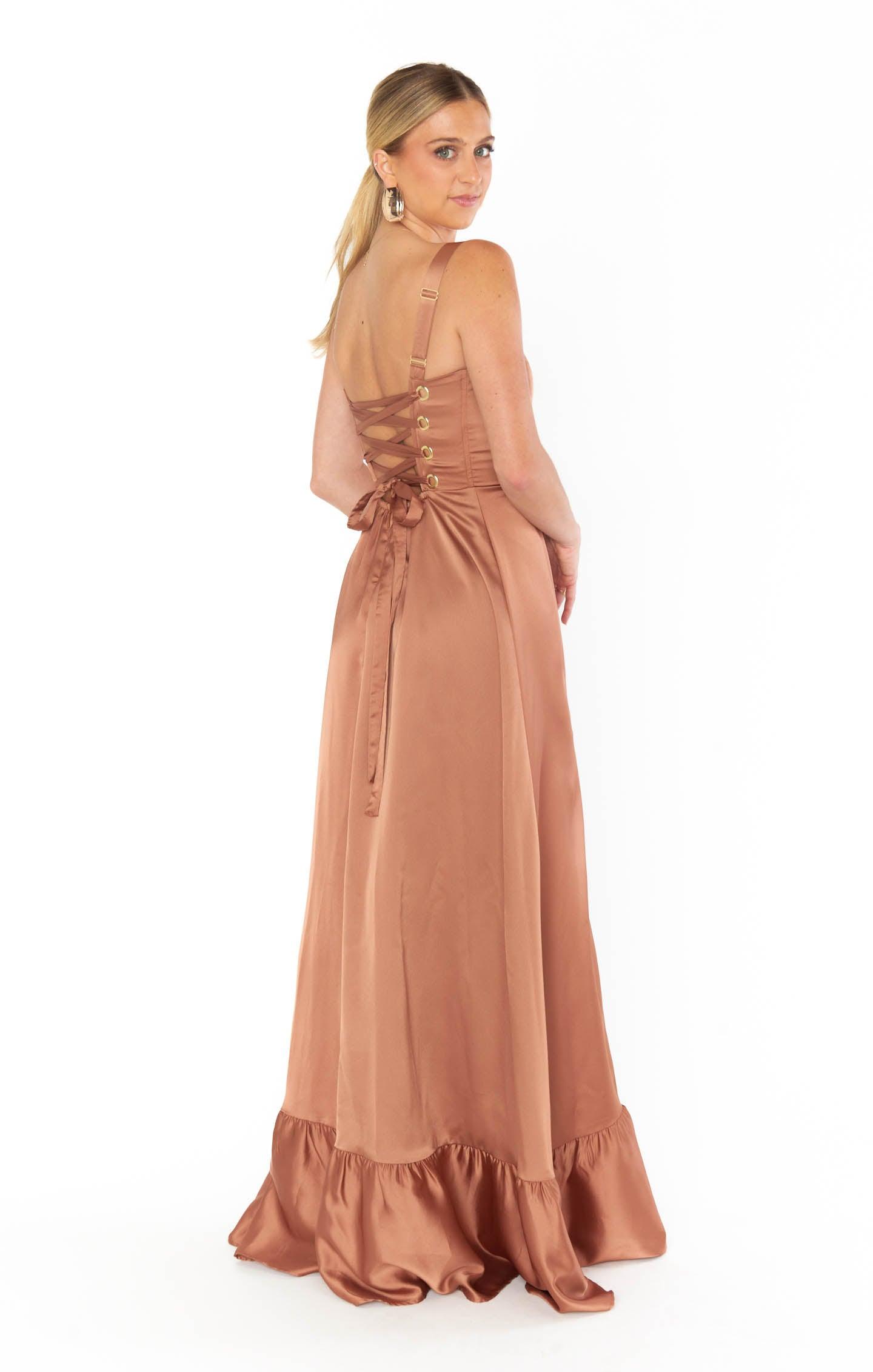 Clarissa Corset Dress ~ Copper Luxe Satin Product Image