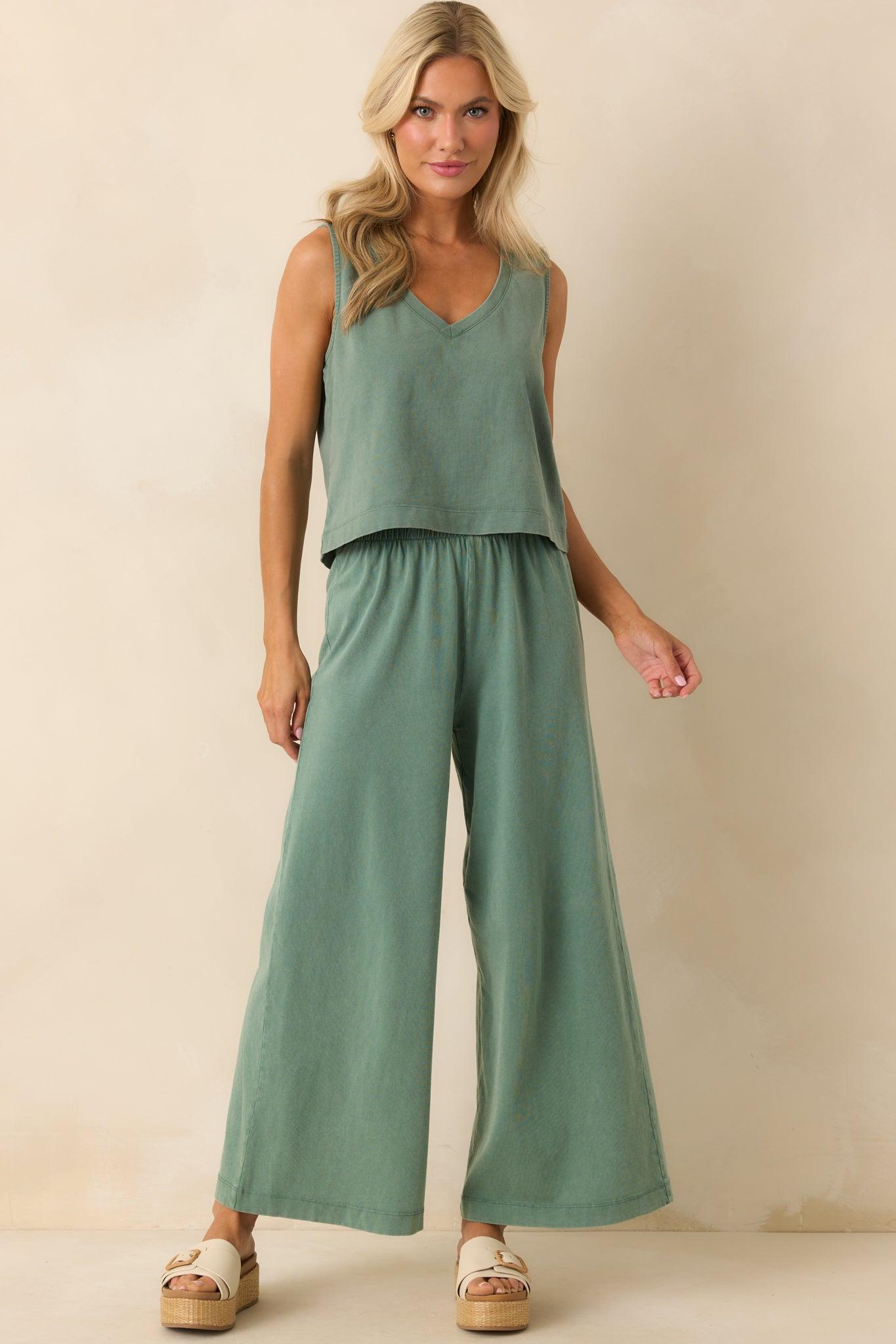 Z Supply Hunter Green Cotton Scout Jersey Pants Product Image